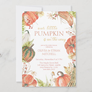 Burnt Autumn Pumpkin Fall Floral Baby Shower Invitation