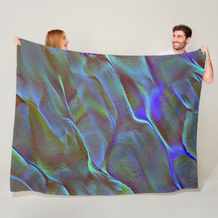 Burnt blue green digital grainy rocky satin shade fleece blanket