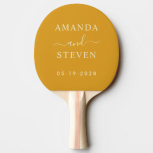 Burnt Buttercup Couple Names with Wedding Date Ping Pong Paddle