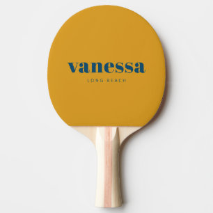 Burnt Buttercup Minimal Modern Classic Name Ping Pong Paddle