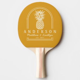 Burnt Buttercup Pineapple Wedding Arch & Name Ping Pong Paddle