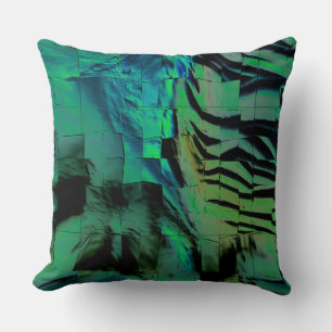 Burnt chromed green mosaic drawing lightly carved cushion