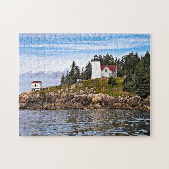 Burnt Coat Harbour Lighthouse, Swans Island Maine Jigsaw Puzzle (Horizontal)