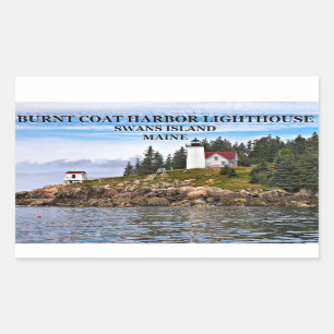 Burnt Coat Harbour Lighthouse, Swans Island Maine Rectangular Sticker
