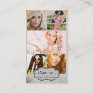 Burnt Edges Five Picture Business Card : Grey