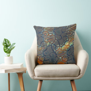 Burnt grey cells with stained to soft gold light   cushion