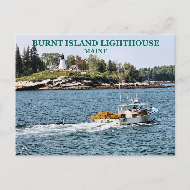 Burnt Island Lighthouse, Maine Postcard (Front)