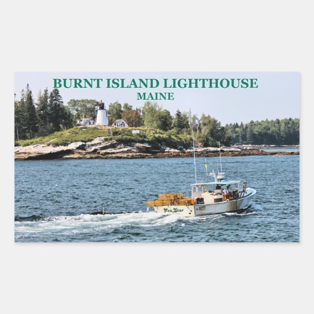 Burnt Island Lighthouse, Maine Stickers (Front)