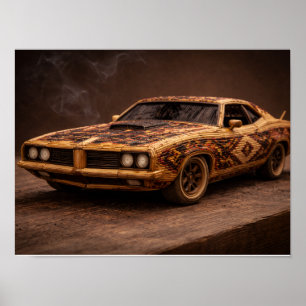 Burnt Match Vintage Muscle Car — Textured Poster