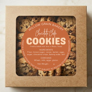 Burnt Orang Cottage Cookie Ingredient List Sticker