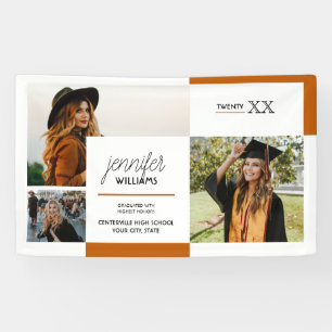 Burnt Orange 3 Photo Graduation Banner