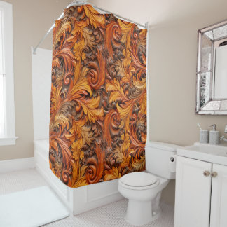 Burnt orange 3d Floral Shower Curtain