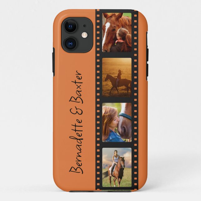 Burnt Orange 4 Photo Horse Pet Name Case-Mate iPhone Case (Back)