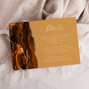 Burnt Orange Agate Honey Gold Wedding Details Enclosure Card