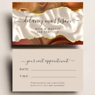 Burnt Orange Agate Ivory Silk Stylist Appointment Business Card