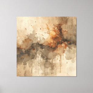 Burnt Orange Amber Brown Grey Black Abstract Canvas Print