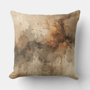 Burnt Orange Amber Brown Grey Black Abstract Cushion