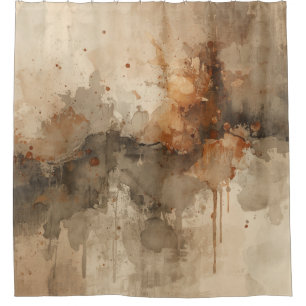 Burnt Orange Amber Brown Grey Black Abstract Shower Curtain