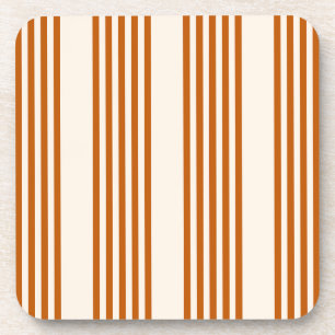 Burnt orange and beige five stripe pattern coaster