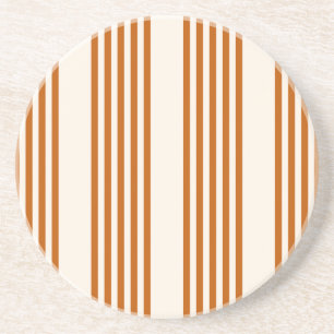 Burnt orange and beige five stripe pattern coaster