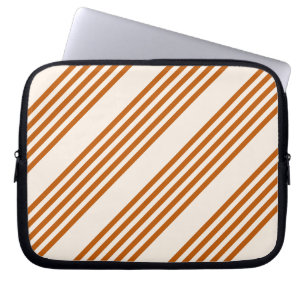 Burnt orange and beige five stripe pattern laptop sleeve