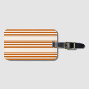 Burnt orange and beige five stripe pattern luggage tag