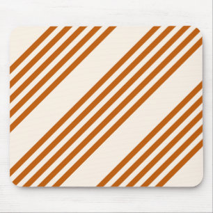 Burnt orange and beige five stripe pattern mouse mat