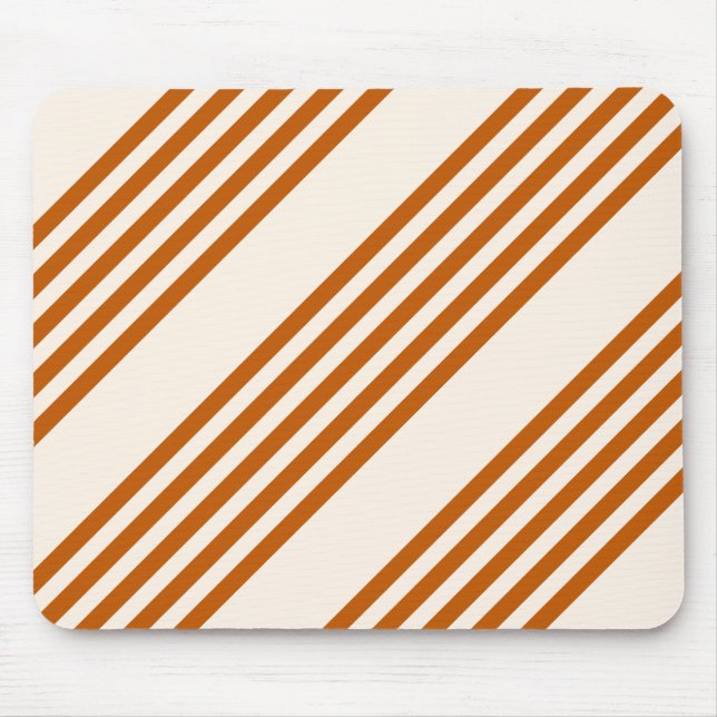Burnt orange and beige five stripe pattern mouse mat (Front)