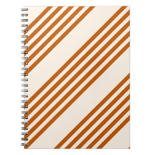 Burnt orange and beige five stripe pattern notebook