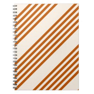 Burnt orange and beige five stripe pattern notebook