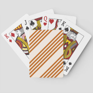 Burnt orange and beige five stripe pattern playing cards