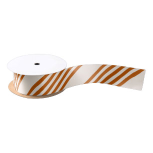 Burnt orange and beige five stripe pattern satin ribbon