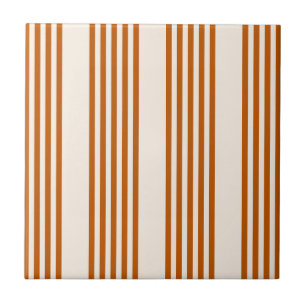 Burnt orange and beige five stripe pattern tile