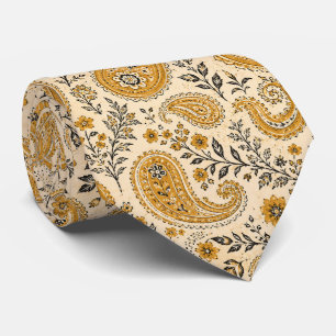Burnt Orange and Beige Paisley Tie