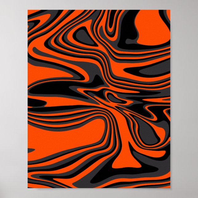 Burnt Orange and Black Fluid Art Poster (Front)
