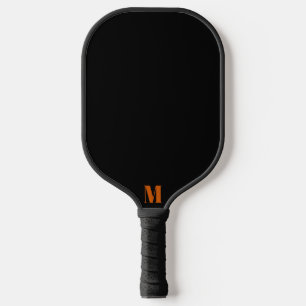 Burnt Orange and Black Modern Monogram Pickleball Paddle