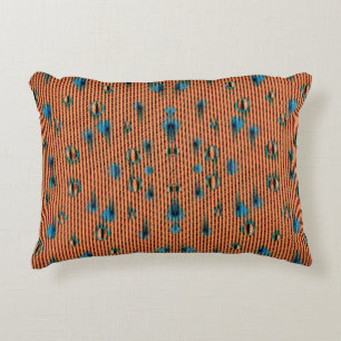 Burnt Orange and Blue Fabric Pattern Decorative Cushion