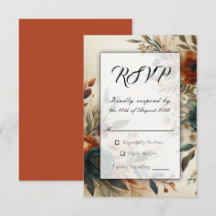 Burnt Orange and Blue Fall Flowers Wedding