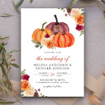 Burnt Orange and Burgundy Floral Pumpkin Wedding Invitation<br><div class="desc">Amaze your guests with this elegant wedding invite featuring beautiful flowers and modern typography. Simply add your event details on this easy-to-use template to make it a one-of-a-kind invitation.</div>