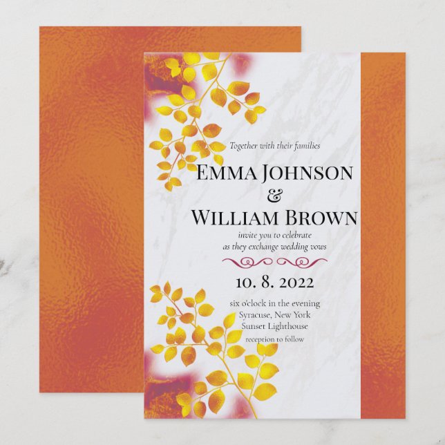 Burnt Orange and Burgundy Wedding   Invitation (Front/Back)