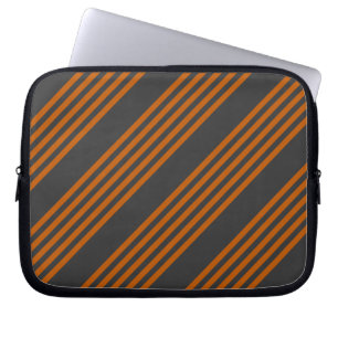 Burnt orange and charcoal five stripe pattern laptop sleeve