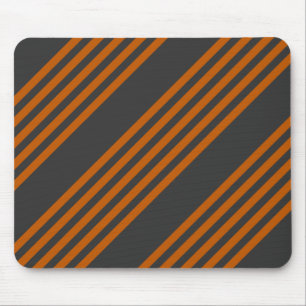 Burnt orange and charcoal five stripe pattern mouse mat