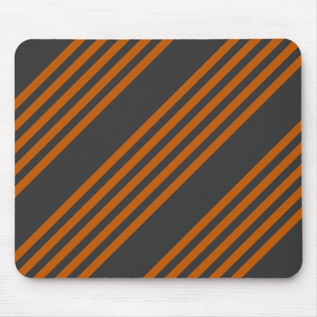 Burnt orange and charcoal five stripe pattern mouse mat (Front)
