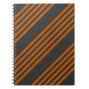 Burnt orange and charcoal five stripe pattern notebook
