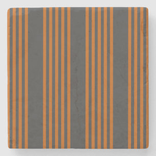 Burnt orange and charcoal five stripe pattern stone coaster