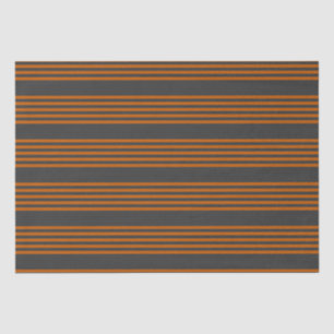 Burnt orange and charcoal five stripe pattern tissue paper