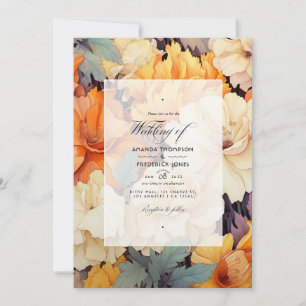 Burnt Orange and Cream Floral Wedding Invitation