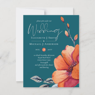 Burnt Orange and Dark Teal Wedding Invites BUDGET