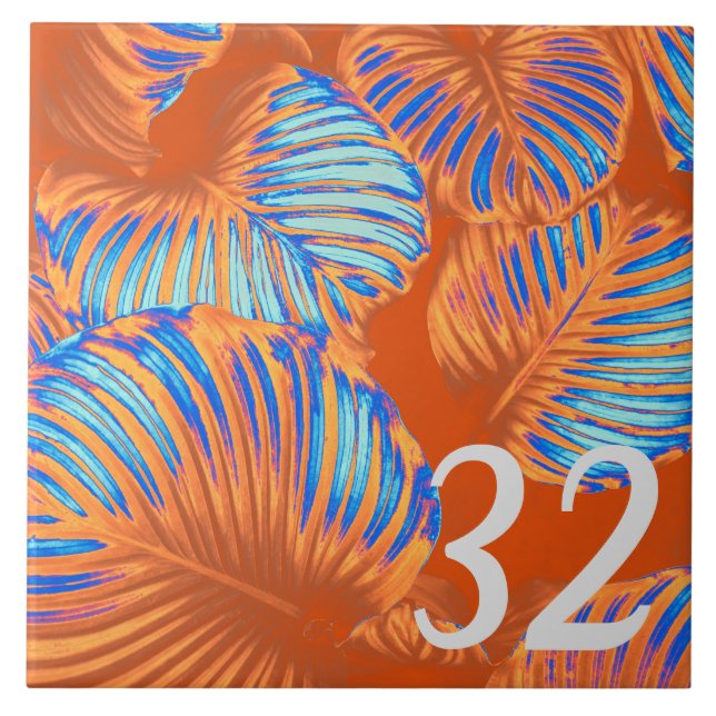 Burnt Orange and Electric Blue Tile (Front)