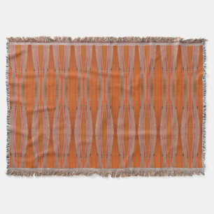 Burnt Orange and Grey Throw Blanket with Fringe
